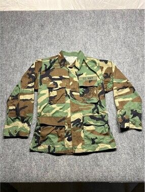VTG US Navy Seabees Camo BDU Combat Jacket Coat Medium Regular Woodland 1999